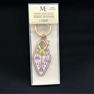🆕 Libra Zodiac Keychain Bag Charm Gold Tone Astrology Sign